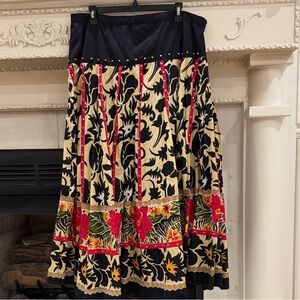 Soft Surroundings Floral A-Line maxi Skirt size 1X romantic boho cottagecore